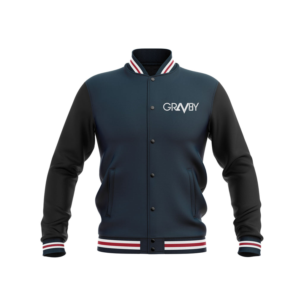 Houston Navy & Black wool varsity jacket Custom made by grav8y
