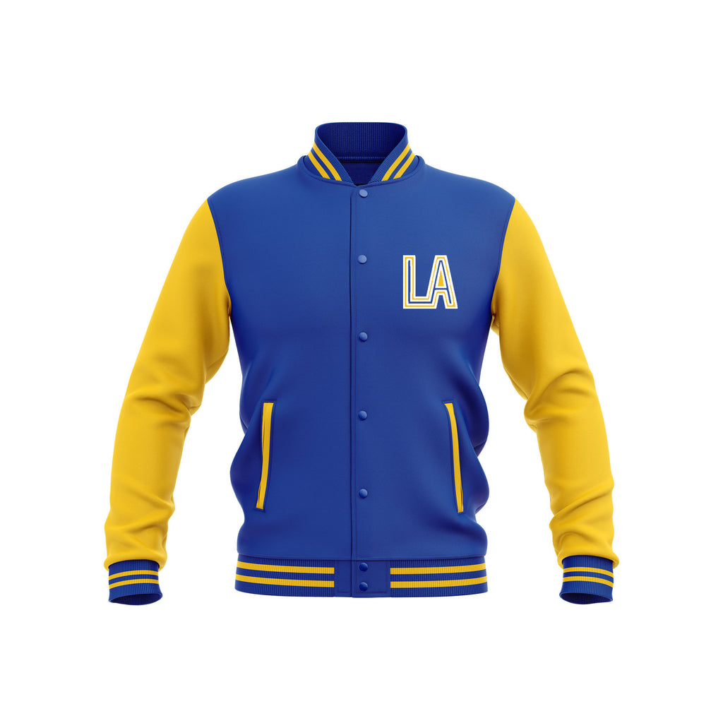 LA Blue wool varsity jacket